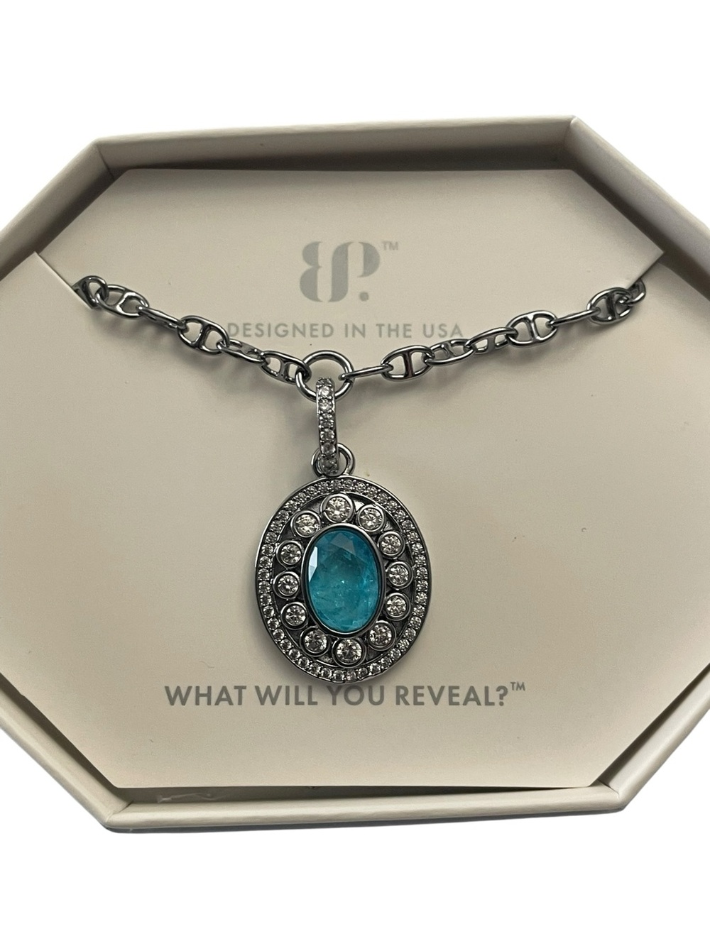 Bomb Party NK50107 “A Secret In Spiral” Hematite/Lite Blue Quartz NIB